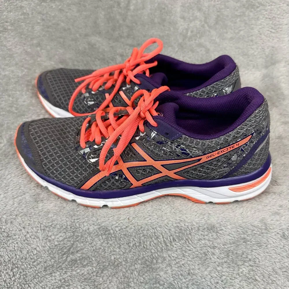 Asics‎ Gel-Excite 4 Womens 9 Grey Purple Coral Running Shoes Sneakers T6E8N